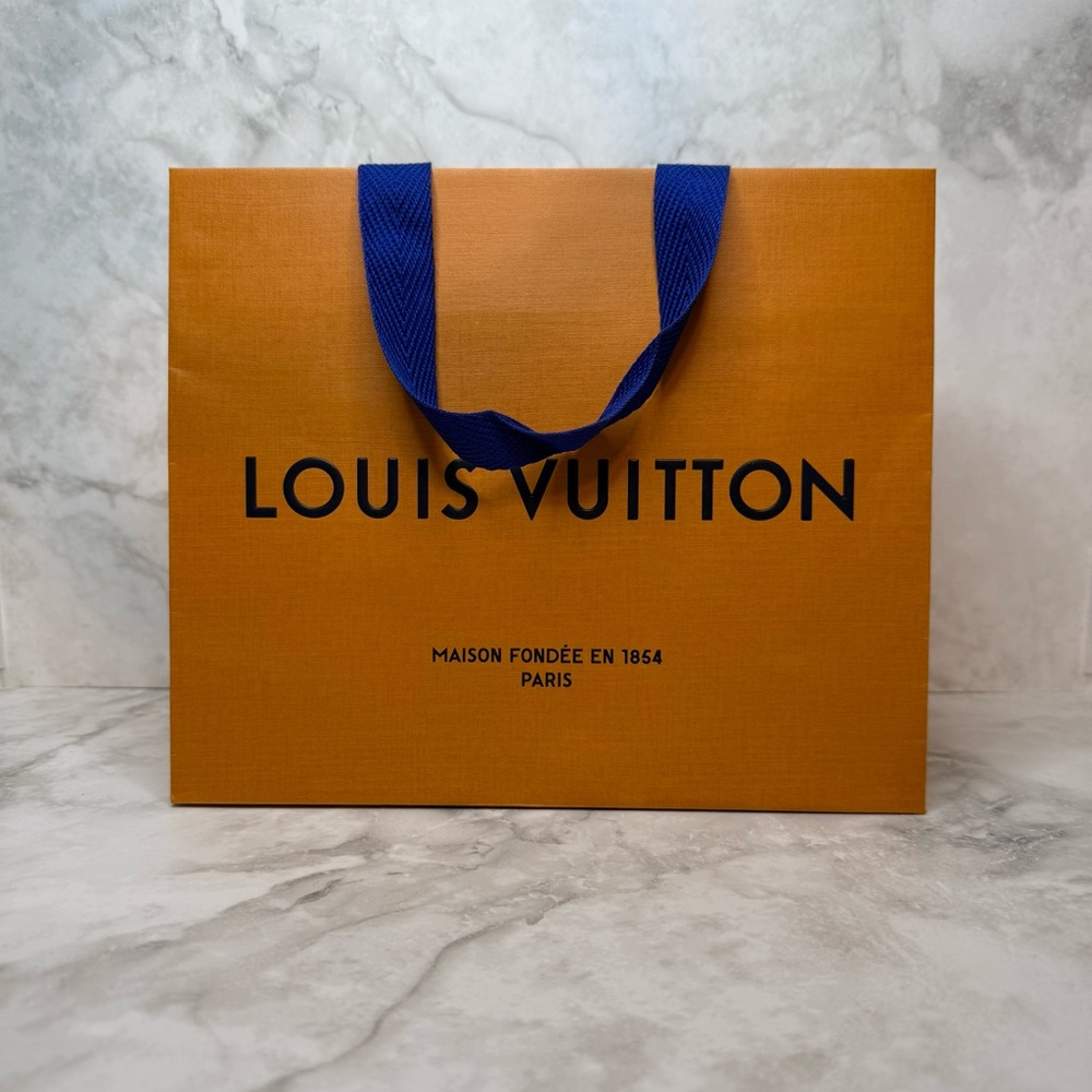 Authentic Louis Vuitton Shopping Bag – Medium Size with Blue Handles